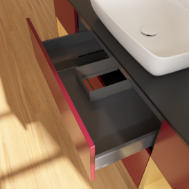 Тумба под раковину Villeroy & Boch Finion 160х50,1 см с подсветкой МДФ пион матовый лак/стекло черное матовое G862HFHB