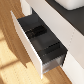 Тумба под раковину Villeroy & Boch Finion 160х50,1 см с подсветкой МДФ белый матовый лак/стекло черное матовое G862MTMT