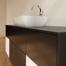 Тумба под раковину Villeroy & Boch Finion 160х50,1 см с подсветкой МДФ черный матовый лак/стекло черное матовое G862MTPD