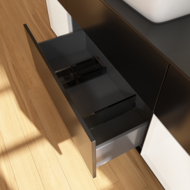 Тумба под раковину Villeroy & Boch Finion 160х50,1 см с подсветкой МДФ черный матовый лак/стекло черное матовое G862MTPD