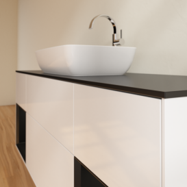 Тумба под раковину Villeroy & Boch Finion 160х50,1 см с подсветкой МДФ глянцевый белый лак/стекло черное матовое G862PDGF