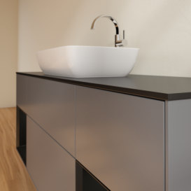 Тумба под раковину Villeroy & Boch Finion 160х50,1 см с подсветкой МДФ антрацит матовый лак/стекло черное матовое G862PDGK