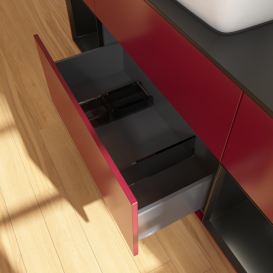 Тумба под раковину Villeroy & Boch Finion 160х50,1 см с подсветкой МДФ пион матовый лак/стекло черное матовое G862PDHB