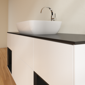 Тумба под раковину Villeroy & Boch Finion 160х50,1 см с подсветкой МДФ белый матовый лак/стекло черное матовое G862PDMT