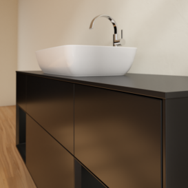 Тумба под раковину Villeroy & Boch Finion 160х50,1 см с подсветкой МДФ черный матовый лак/стекло черное матовое G862PDPD