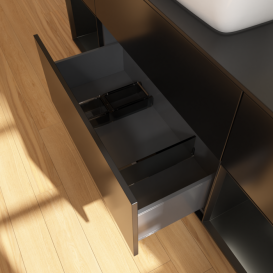 Тумба под раковину Villeroy & Boch Finion 160х50,1 см с подсветкой МДФ черный матовый лак/стекло черное матовое G862PDPD