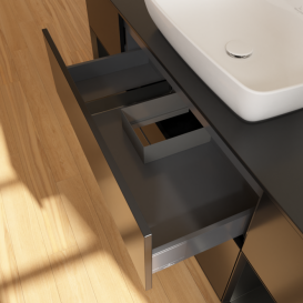 Тумба под раковину Villeroy & Boch Finion 160х50,1 см с подсветкой МДФ черный матовый лак/стекло черное матовое G862PDPD