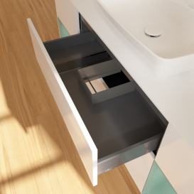 Тумба под раковину Villeroy & Boch Finion 160х50,1 см с подсветкой МДФ глянцевый белый лак/стекло белое матовое G861GMGF