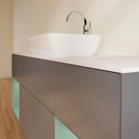 Тумба под раковину Villeroy & Boch Finion 160х50,1 см с подсветкой МДФ антрацит матовый лак/стекло белое матовое G861GMGK