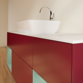 Тумба под раковину Villeroy & Boch Finion 160х50,1 см с подсветкой МДФ пион матовый лак/стекло белое матовое G861GMHB