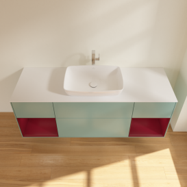 Тумба под раковину Villeroy & Boch Finion 160х50,1 см с подсветкой МДФ оливковый матовый лак/стекло белое матовое G861HBGM