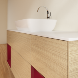 Тумба под раковину Villeroy & Boch Finion 160х50,1 см с подсветкой МДФ шпон дуба/стекло белое матовое G861HBPC