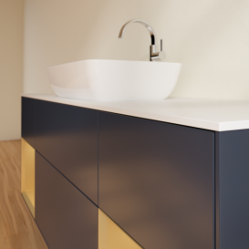 Тумба под раковину Villeroy & Boch Finion 160х50,1 см с подсветкой МДФ темно-синий матовый лак/стекло белое матовое G861HFHG