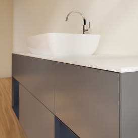 Тумба под раковину Villeroy & Boch Finion 160х50,1 см с подсветкой МДФ антрацит матовый лак/стекло белое матовое G861HGGK