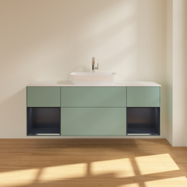 Тумба под раковину Villeroy & Boch Finion 160х50,1 см с подсветкой МДФ оливковый матовый лак/стекло белое матовое G861HGGM