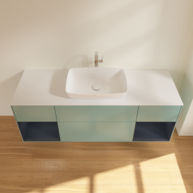 Тумба под раковину Villeroy & Boch Finion 160х50,1 см с подсветкой МДФ оливковый матовый лак/стекло белое матовое G861HGGM