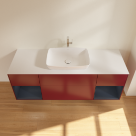 Тумба под раковину Villeroy & Boch Finion 160х50,1 см с подсветкой МДФ пион матовый лак/стекло белое матовое G861HGHB