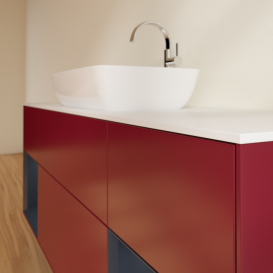 Тумба под раковину Villeroy & Boch Finion 160х50,1 см с подсветкой МДФ пион матовый лак/стекло белое матовое G861HGHB