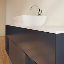 Тумба под раковину Villeroy & Boch Finion 160х50,1 см с подсветкой МДФ темно-синий матовый лак/стекло белое матовое G861HGHG