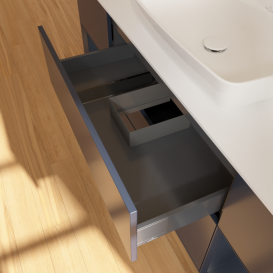 Тумба под раковину Villeroy & Boch Finion 160х50,1 см с подсветкой МДФ темно-синий матовый лак/стекло белое матовое G861HGHG