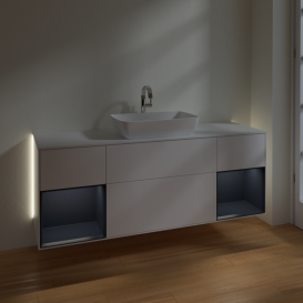 Тумба под раковину Villeroy & Boch Finion 160х50,1 см с подсветкой МДФ белый матовый лак/стекло белое матовое G861HGMT