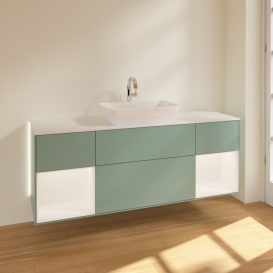 Тумба под раковину Villeroy & Boch Finion 160х50,1 см с подсветкой МДФ оливковый матовый лак/стекло белое матовое G861MTGM