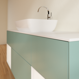 Тумба под раковину Villeroy & Boch Finion 160х50,1 см с подсветкой МДФ оливковый матовый лак/стекло белое матовое G861MTGM