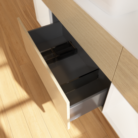 Тумба под раковину Villeroy & Boch Finion 160х50,1 см с подсветкой МДФ шпон дуба/стекло белое матовое G861MTPC