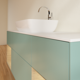 Тумба під раковину Villeroy & Boch Finion 160х50,1 см із підсвічуванням МДФ оливковий матовий лак/скло біле матове G861PCGM