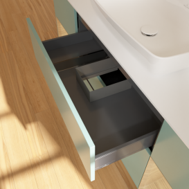 Тумба під раковину Villeroy & Boch Finion 160х50,1 см із підсвічуванням МДФ оливковий матовий лак/скло біле матове G861PCGM