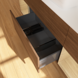 Тумба под раковину Villeroy & Boch Finion 160х50,1 см с подсветкой МДФ шпон грецкого ореха/стекло белое матовое G861PCGN