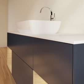 Тумба під раковину Villeroy & Boch Finion 160х50,1 см із підсвічуванням МДФ темно-синій матовий лак/скло біле матове G861PCHG