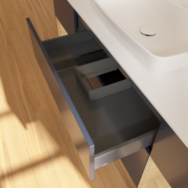 Тумба під раковину Villeroy & Boch Finion 160х50,1 см із підсвічуванням МДФ темно-синій матовий лак/скло біле матове G861PCHG