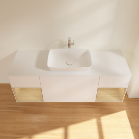 Тумба под раковину Villeroy & Boch Finion 160х50,1 см с подсветкой МДФ белый матовый лак/стекло белое матовое G861PCMT