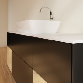 Тумба под раковину Villeroy & Boch Finion 160х50,1 см с подсветкой МДФ черный матовый лак/стекло белое матовое G861PCPD