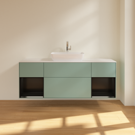 Тумба под раковину Villeroy & Boch Finion 160х50,1 см с подсветкой МДФ оливковый матовый лак/стекло белое матовое G861PDGM