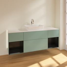 Тумба под раковину Villeroy & Boch Finion 160х50,1 см с подсветкой МДФ оливковый матовый лак/стекло белое матовое G861PDGM