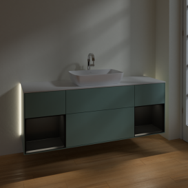 Тумба под раковину Villeroy & Boch Finion 160х50,1 см с подсветкой МДФ оливковый матовый лак/стекло белое матовое G861PDGM