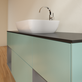 Тумба под раковину Villeroy & Boch Finion 160х50,1 см с подсветкой МДФ оливковый матовый лак/стекло черное матовое G862GKGM