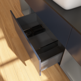 Тумба под раковину Villeroy & Boch Finion 160х50,1 см с подсветкой МДФ темно-синий матовый лак/стекло черное матовое G862GKHG