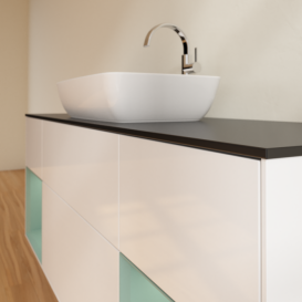 Тумба под раковину Villeroy & Boch Finion 160х50,1 см с подсветкой МДФ белый матовый лак/стекло черное матовое G862GMGF