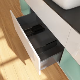 Тумба под раковину Villeroy & Boch Finion 160х50,1 см с подсветкой МДФ белый матовый лак/стекло черное матовое G862GMGF