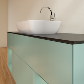 Тумба под раковину Villeroy & Boch Finion 160х50,1 см с подсветкой МДФ оливковый матовый лак/стекло черное матовое G862GMGM