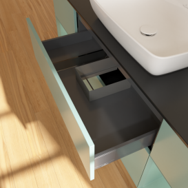 Тумба под раковину Villeroy & Boch Finion 160х50,1 см с подсветкой МДФ оливковый матовый лак/стекло черное матовое G862GMGM