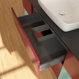 Тумба под раковину Villeroy & Boch Finion 160х50,1 см с подсветкой МДФ пион матовый лак/стекло черное матовое G862GMHB