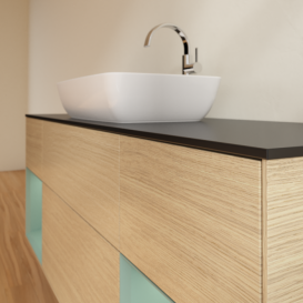 Тумба под раковину Villeroy & Boch Finion 160х50,1 см с подсветкой МДФ шпон дуба/стекло черное матовое G862GMPC