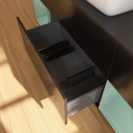 Тумба под раковину Villeroy & Boch Finion 160х50,1 см МДФ черный матовый лак/стекло черное матовое G862GMPD