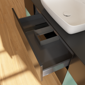 Тумба под раковину Villeroy & Boch Finion 160х50,1 см МДФ черный матовый лак/стекло черное матовое G862GMPD