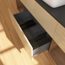 Тумба под раковину Villeroy & Boch Finion 160х50,1 см МДФ шпон дуба/стекло черное матовое G862GNPC