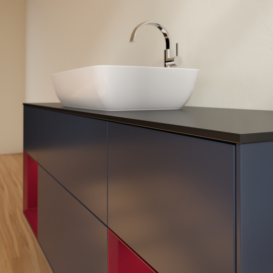 Тумба под раковину Villeroy & Boch Finion 160х50,1 см МДФ темно-синий матовый лак/стекло черное матовое G862HBHG